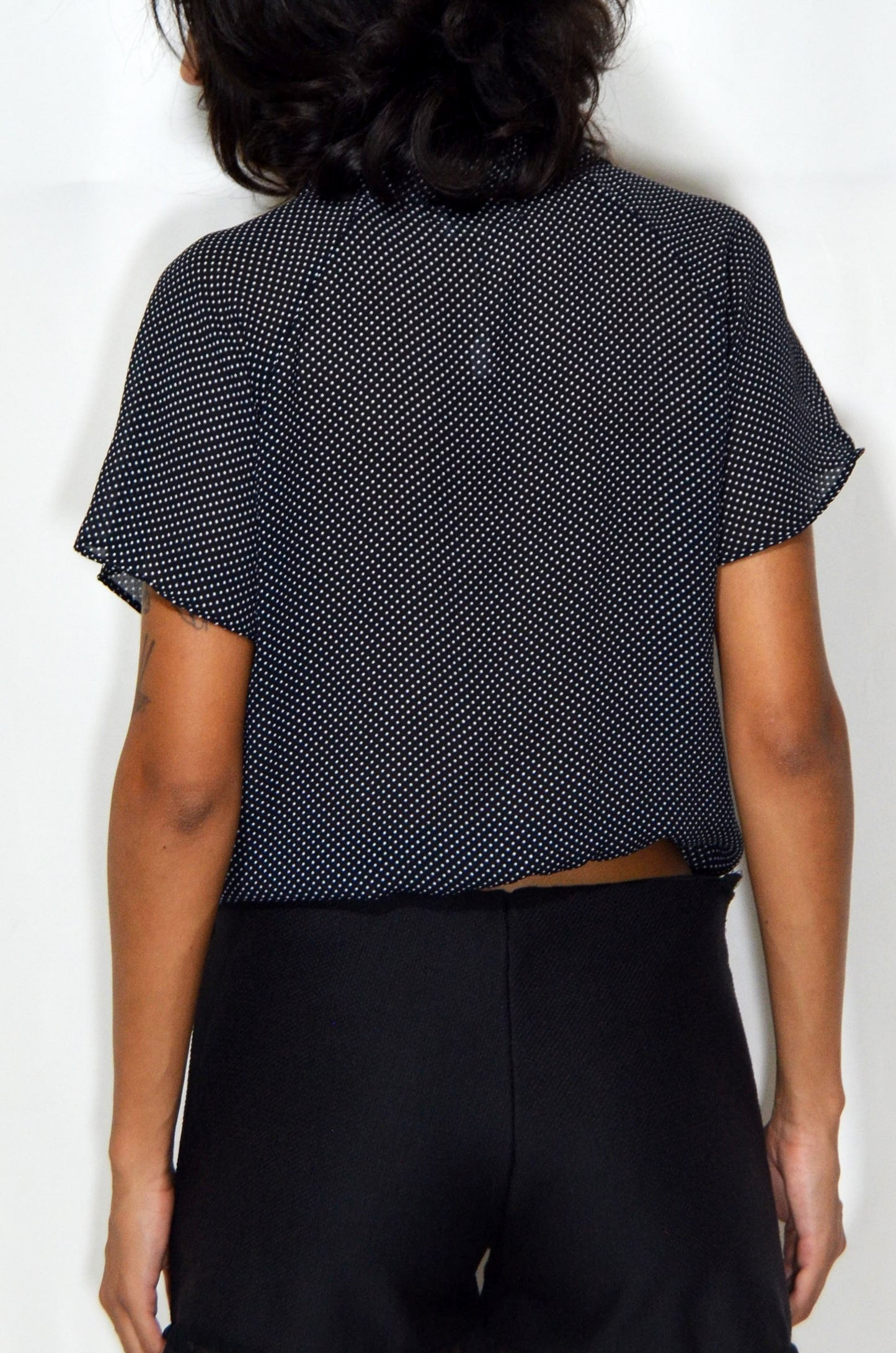 Vintage Polka Dotted Cropped Shirt