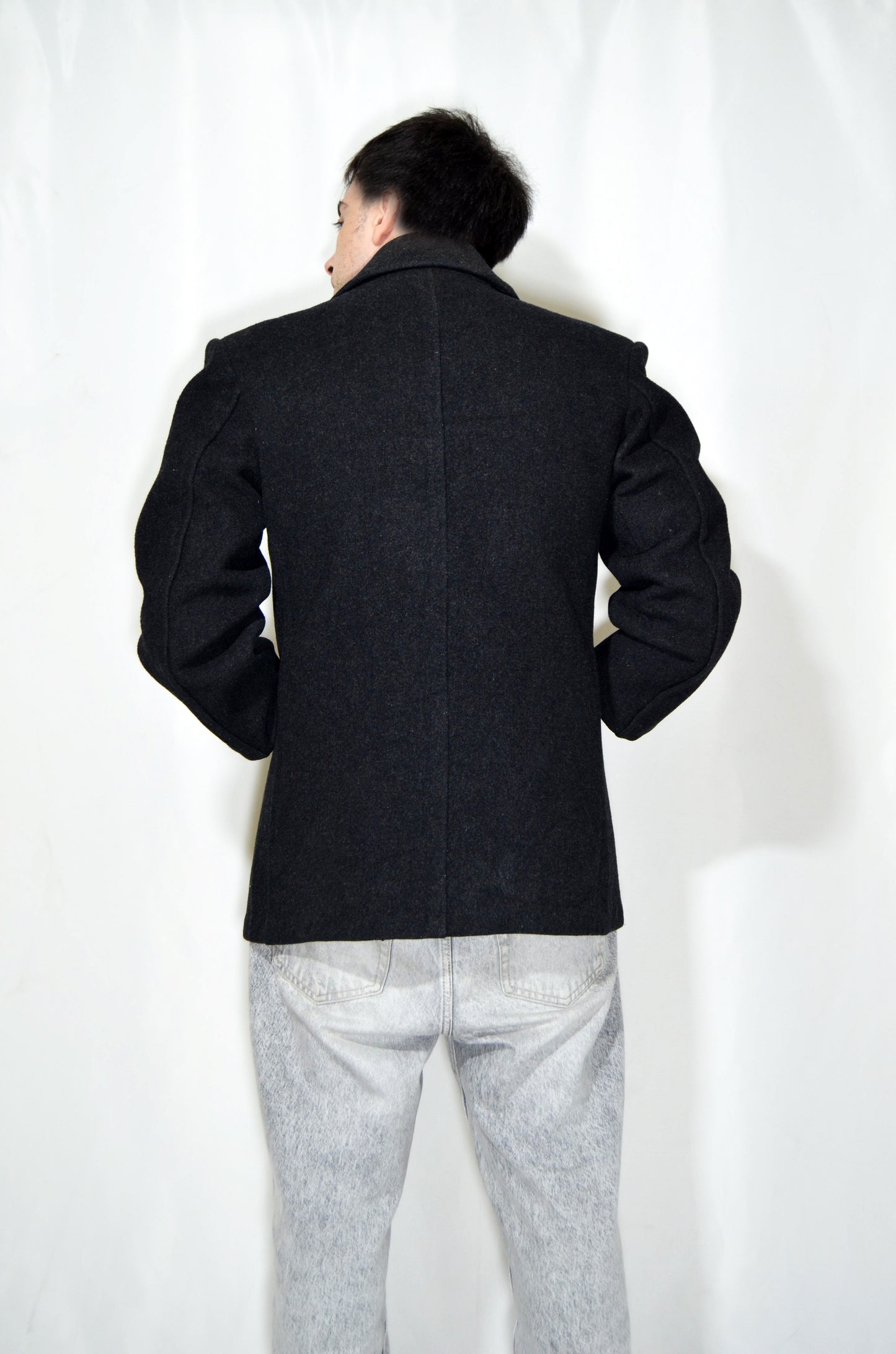 Grey Vintage Wool Double-Breasted Coat