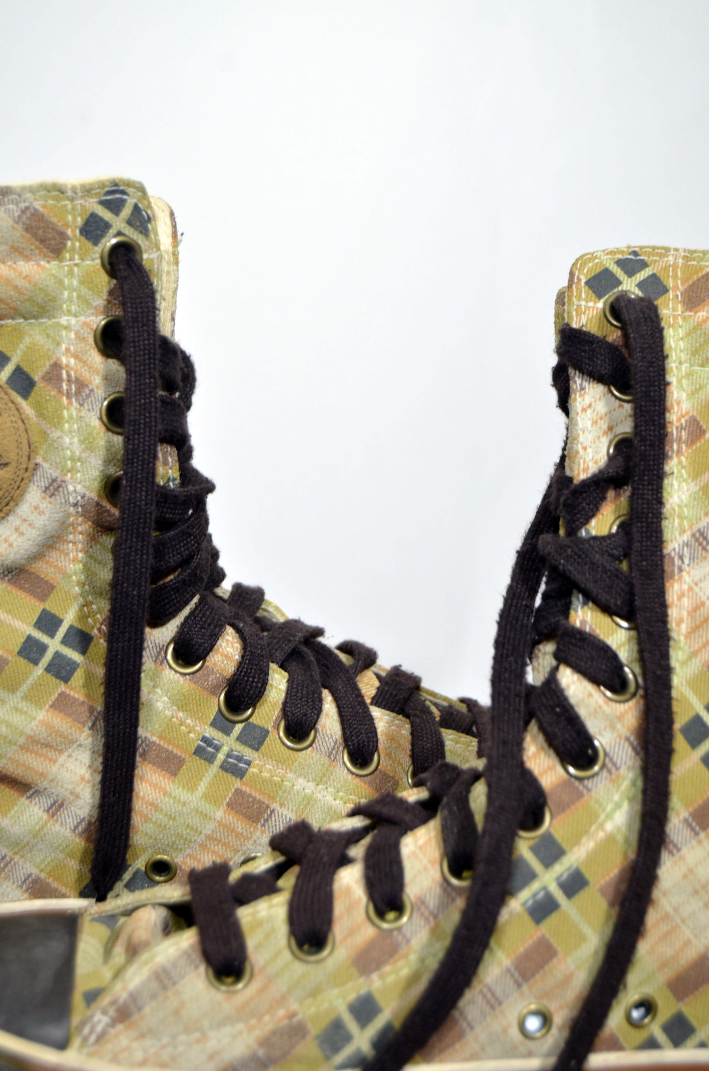 "Converse" Green & Brown Patterned High Vintage Sneakers