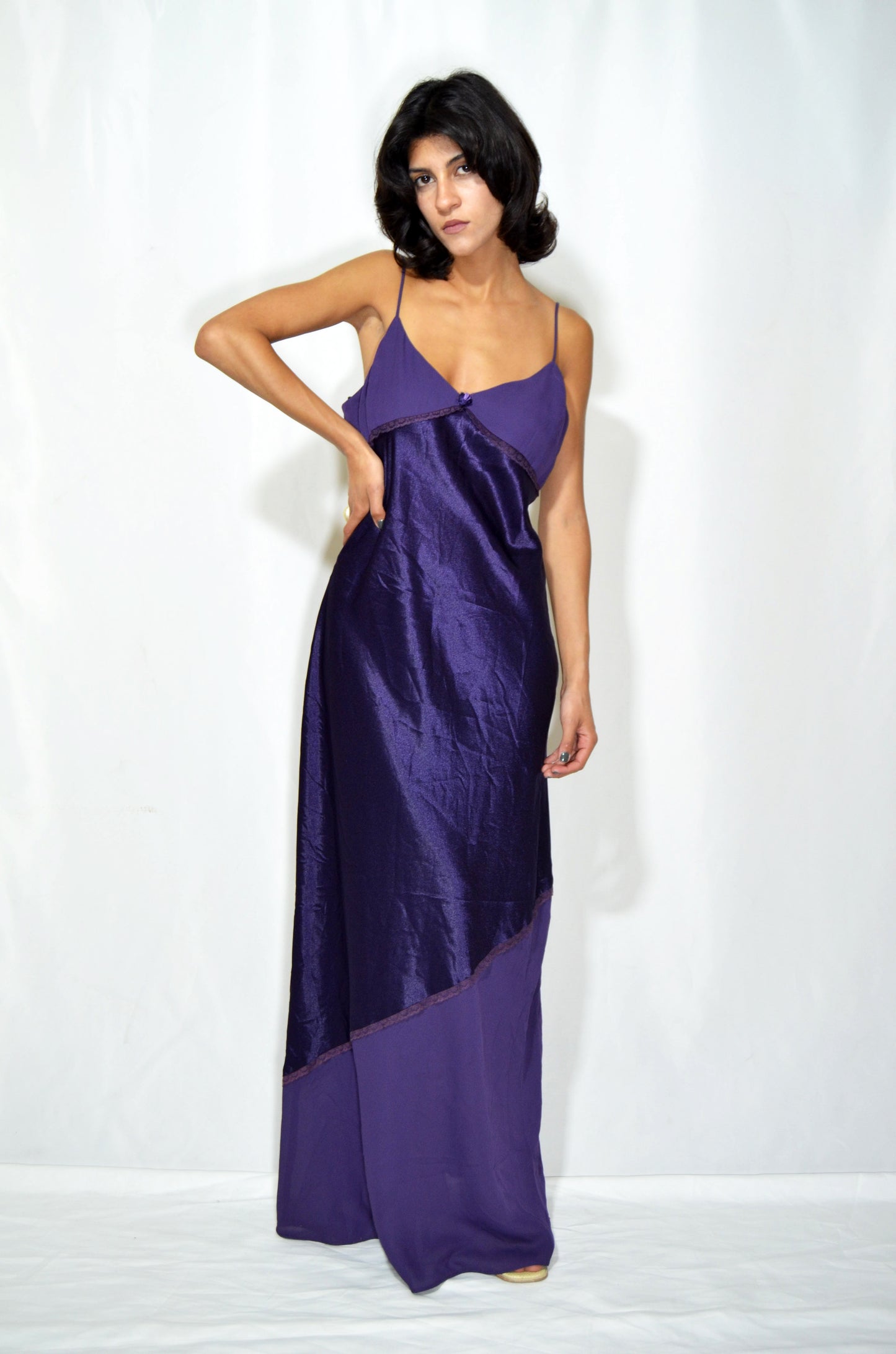 Purple Vintage Silky Evening gown