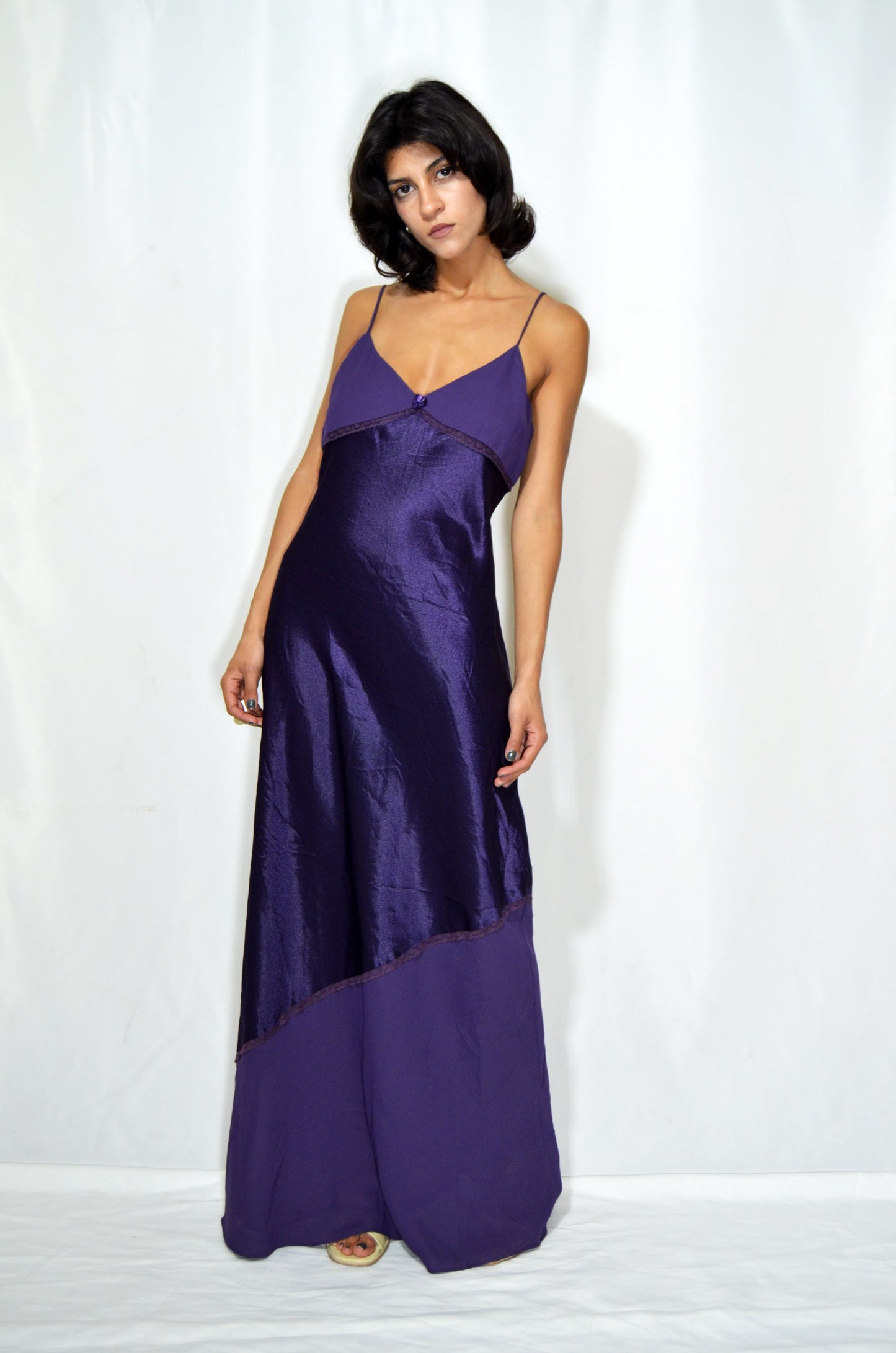 Purple Vintage Silky Evening gown