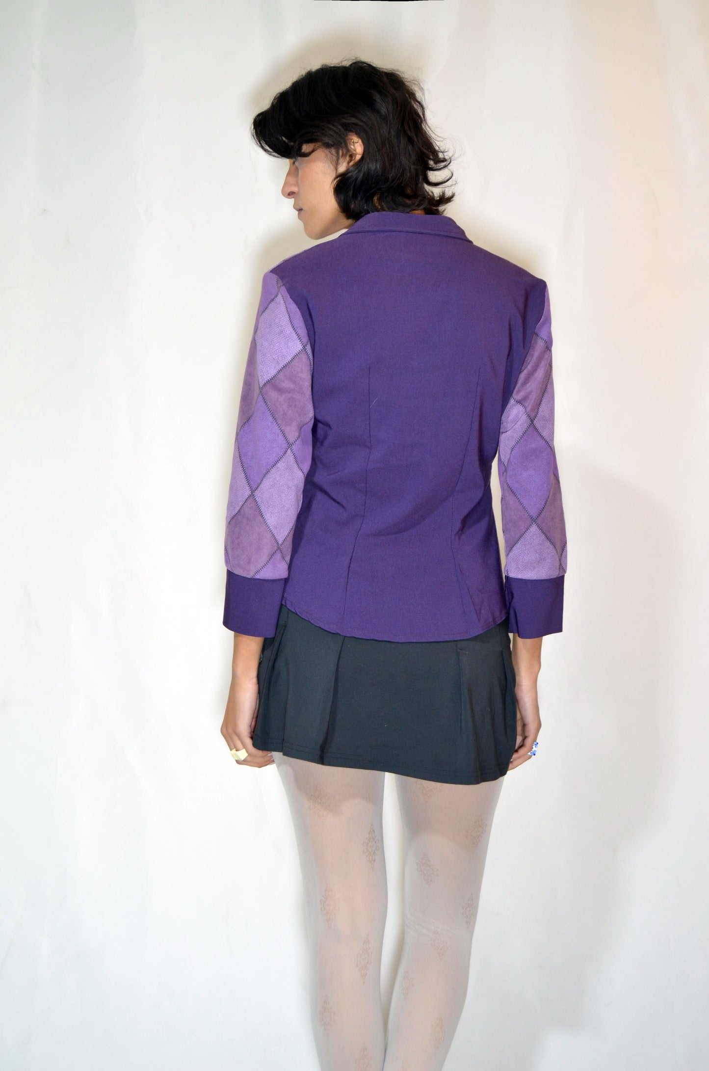 Purple Patterned Fitted Vintage Shirt