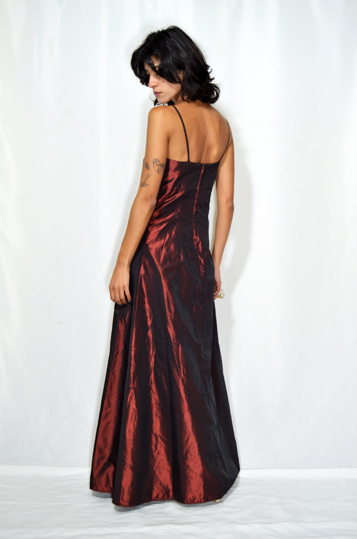 Burgundy Wild Silk Vintage Evening Gown