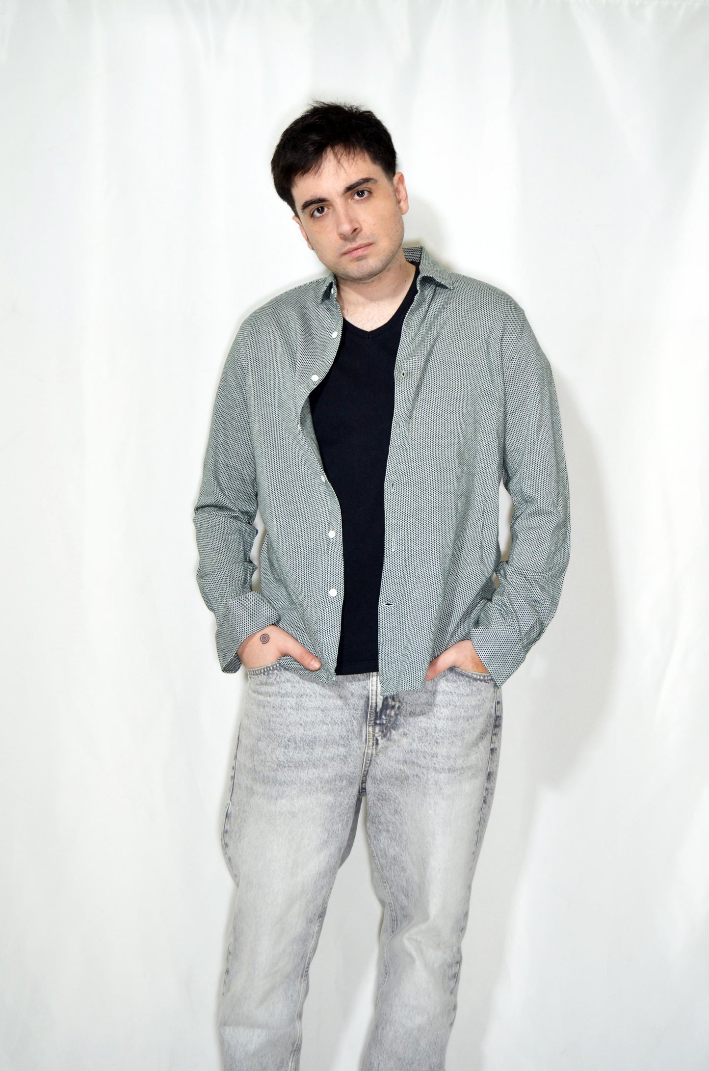 "Massimo Dutti" Green Vintage Patterned Shirt