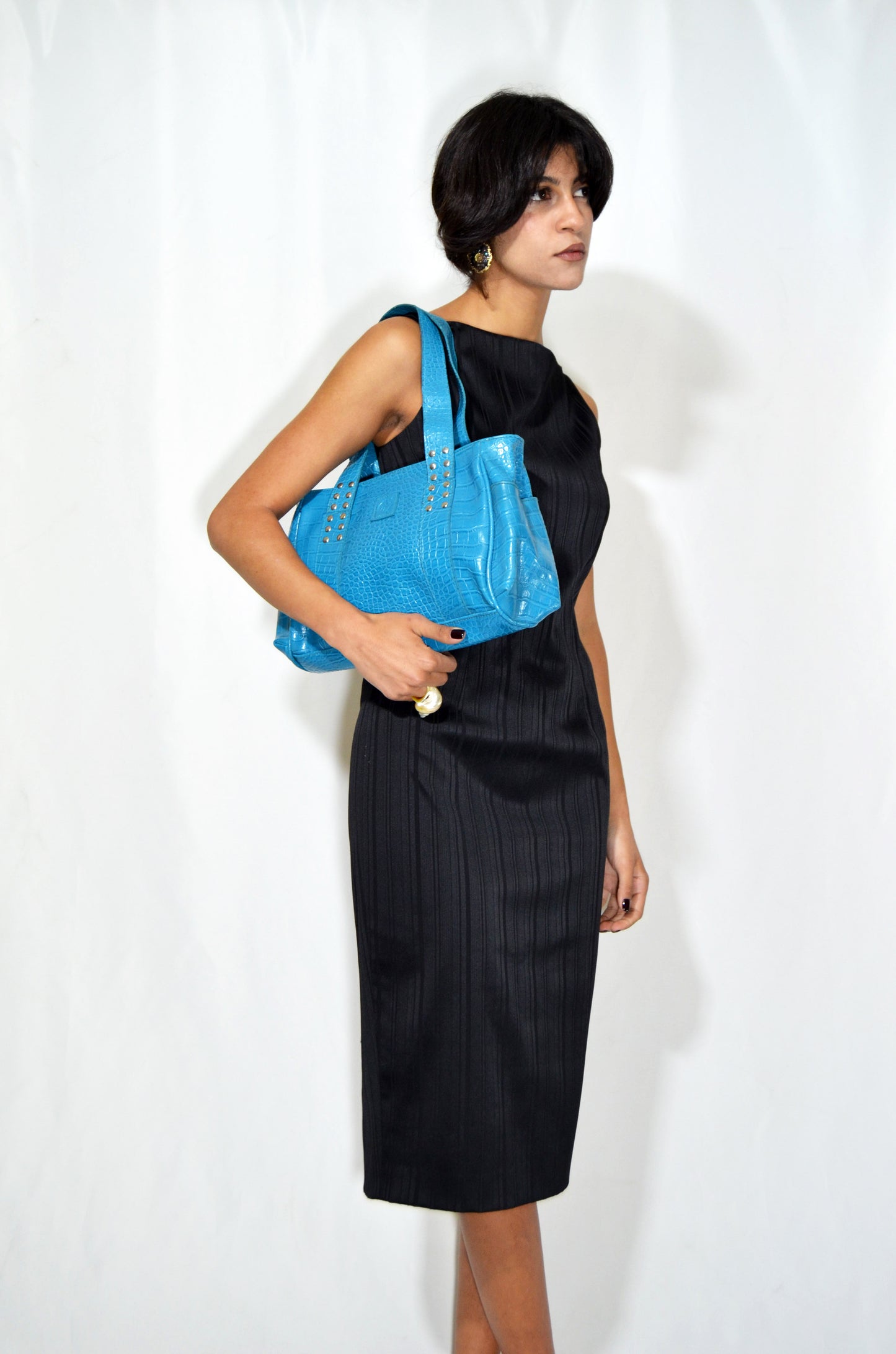 Blue Patterned Vintage Shoulder Bag