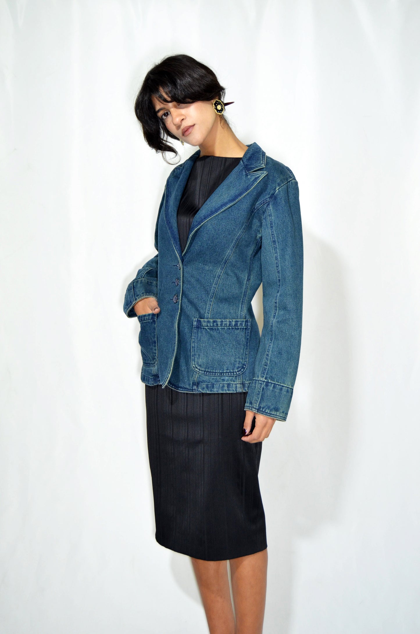 Blue Vintage Denim Tailored Jacket
