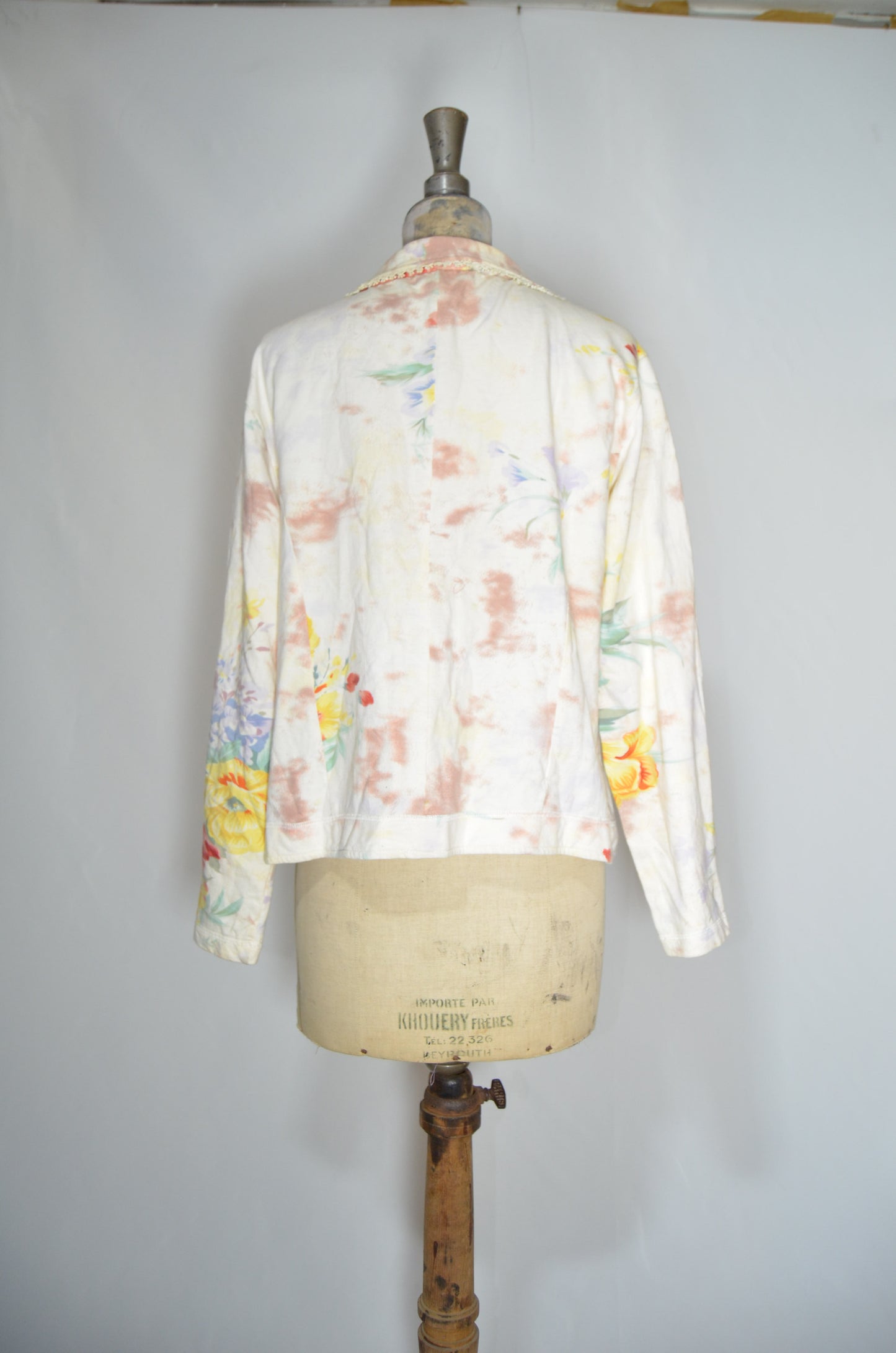 White Cotton Jacket with colorful floral details
