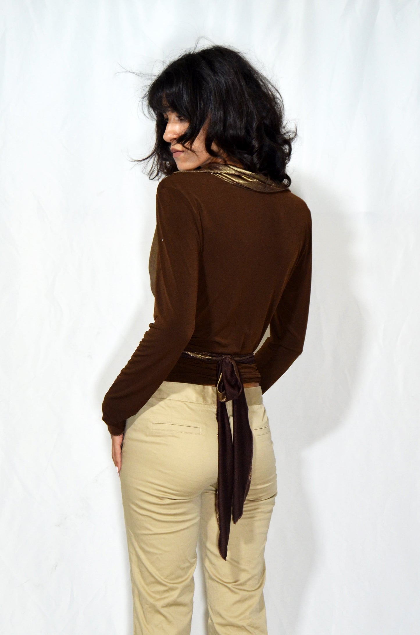 Vintage Bronze Wrap Top (Y2K)