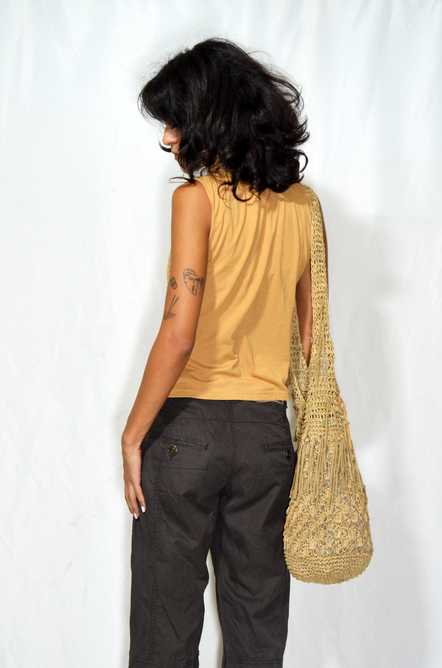 Mustard High-Neck Sleeveless Top