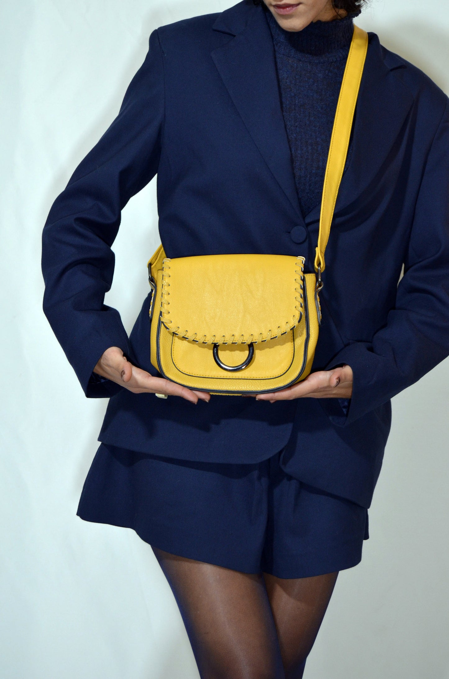 Yellow Leather Vintage Cross Bag