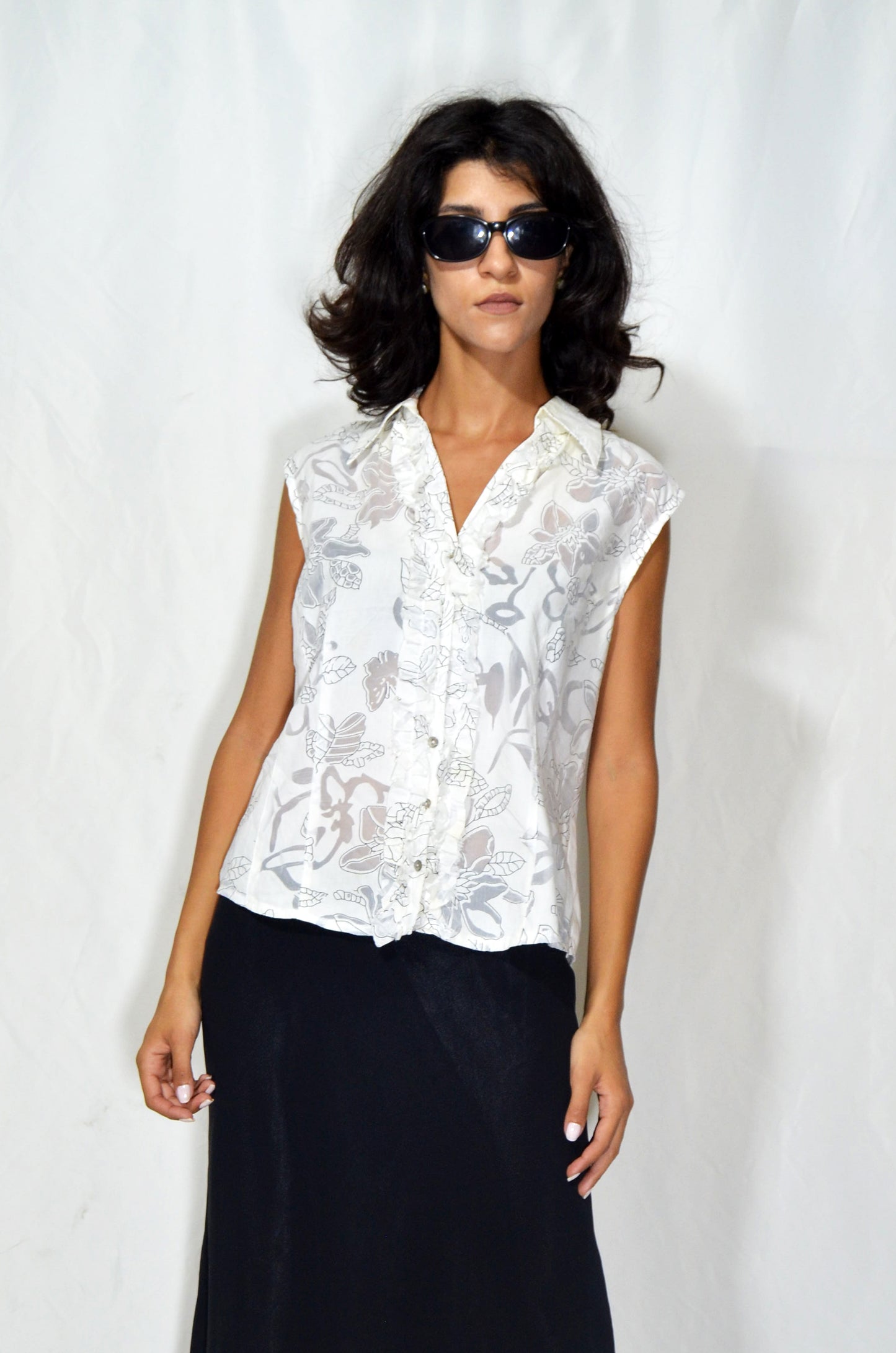 Sleeveless Printed Blouse