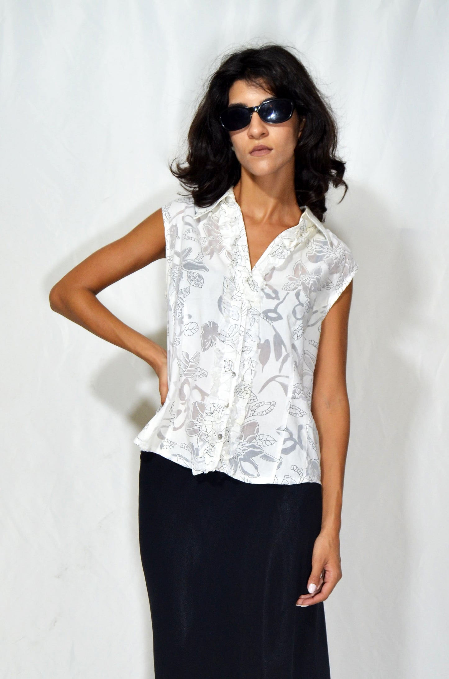 Sleeveless Printed Blouse