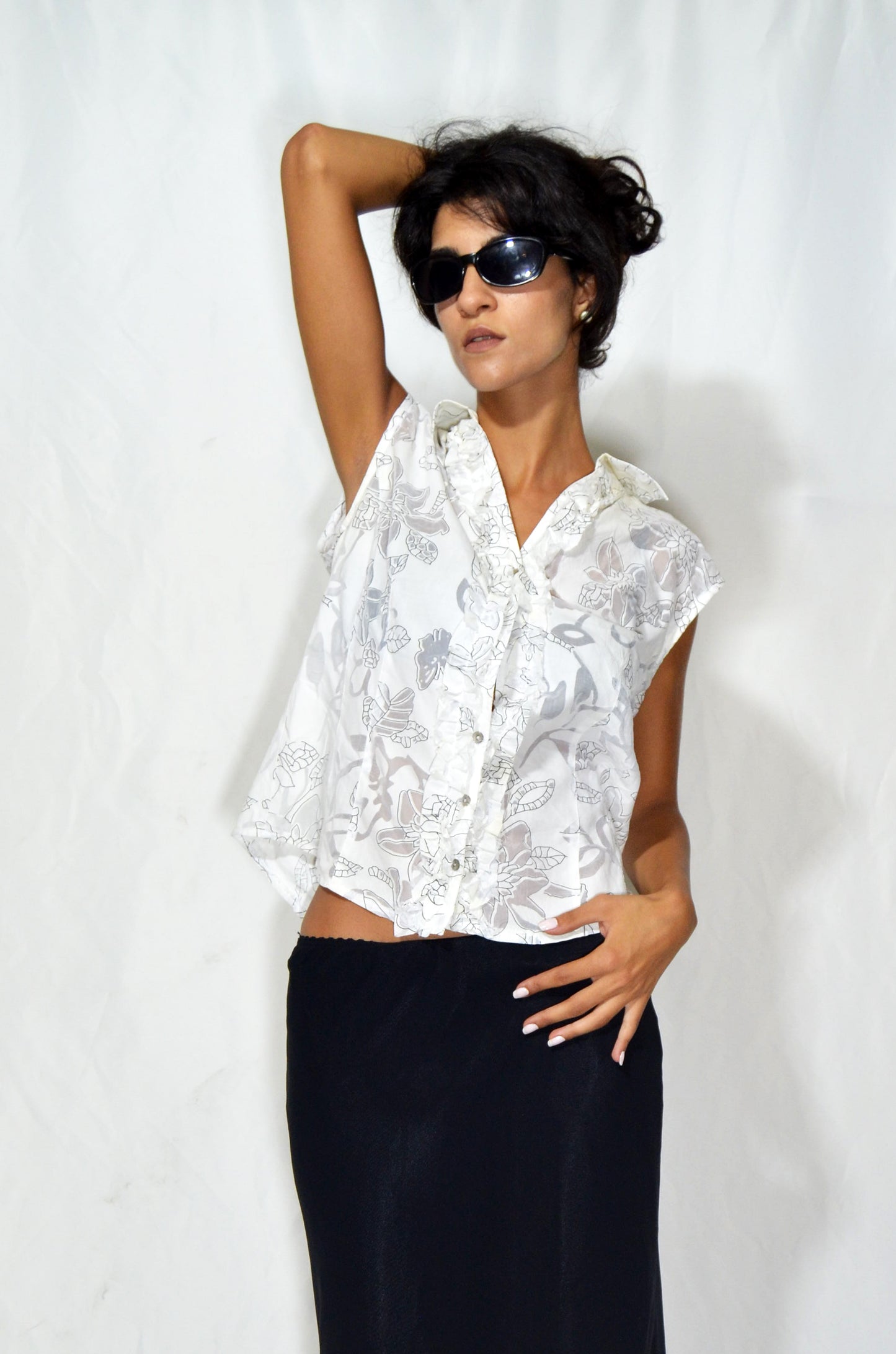 Sleeveless Printed Blouse