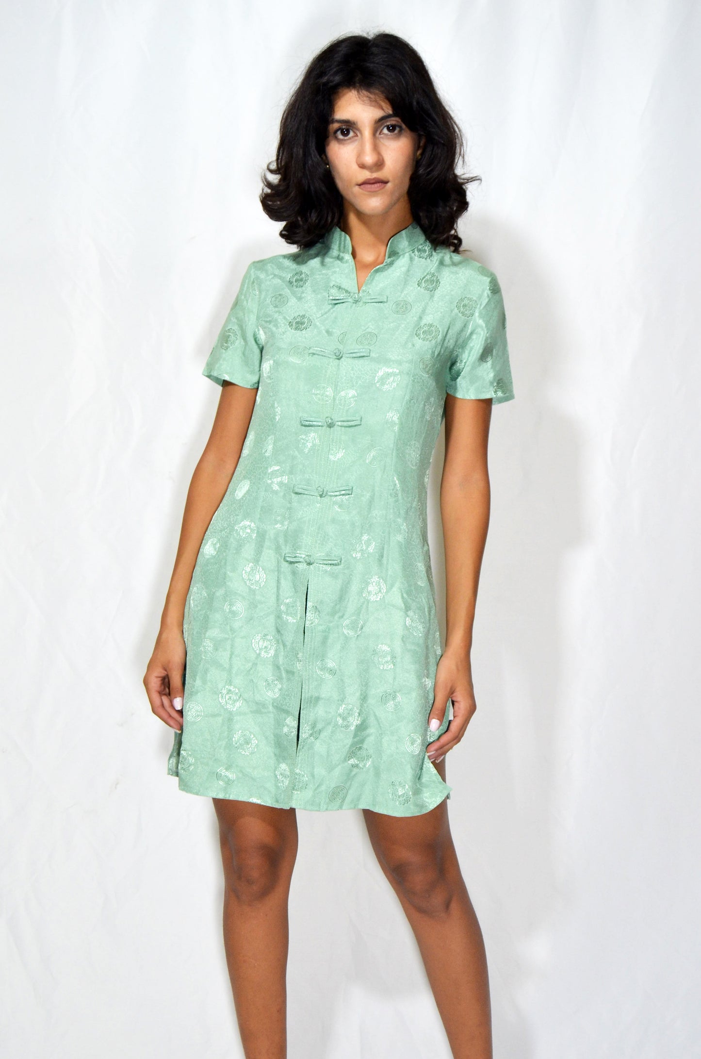 Vintage Mint Green Brocade Tunic