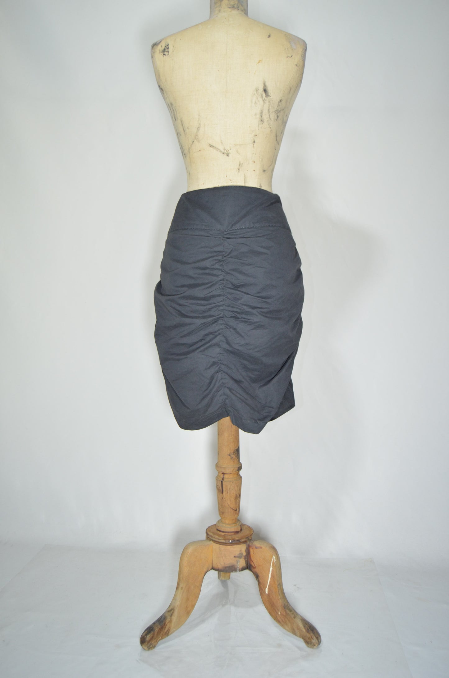 Grey Soft Gathered Midi Skirt