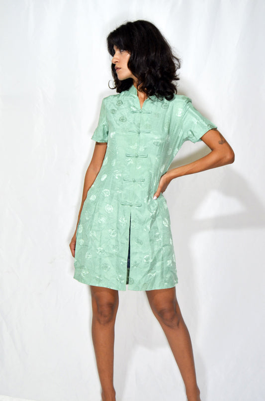 Vintage Mint Green Brocade Tunic