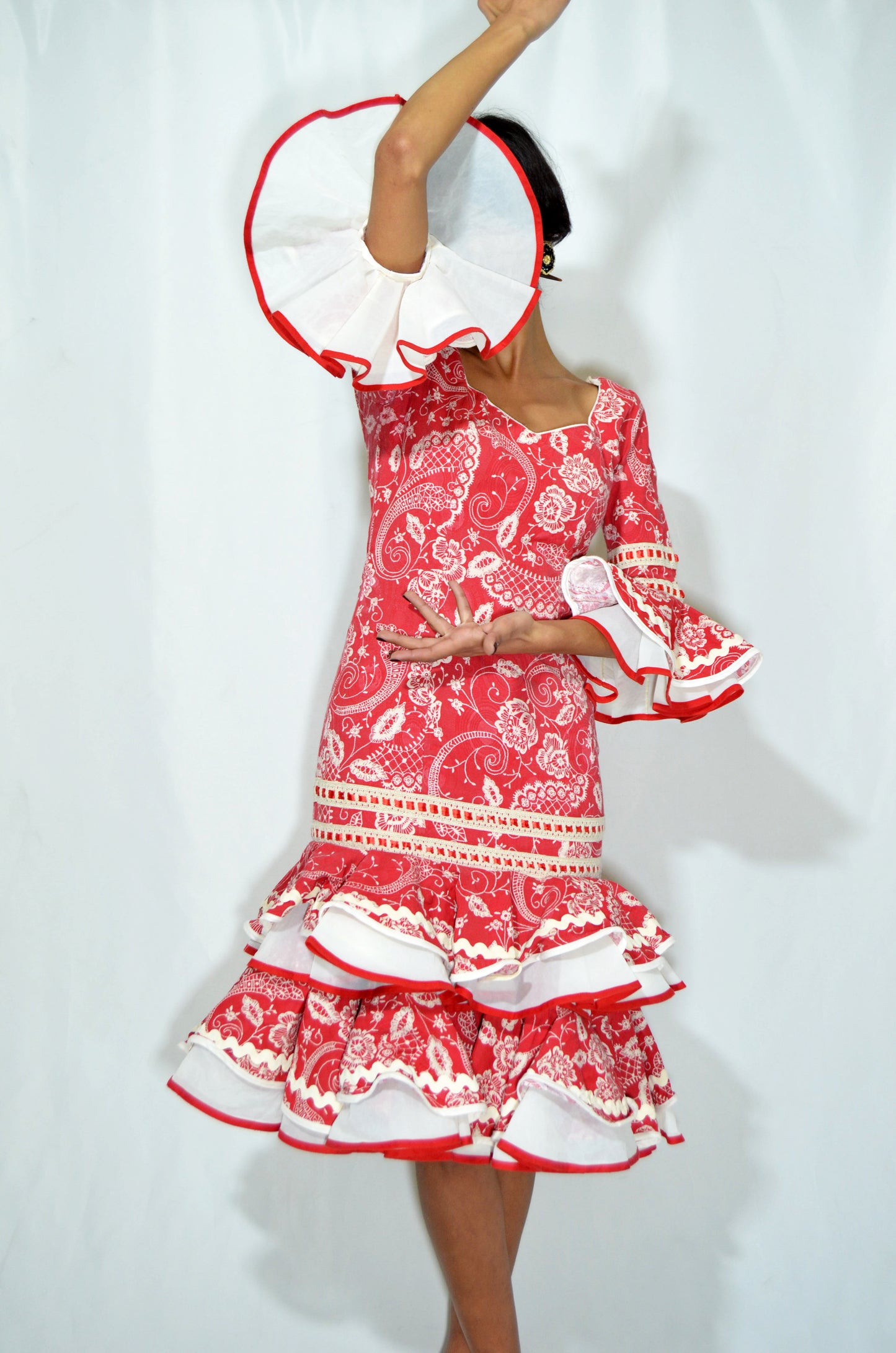 Red Flamenco Vintage Patterned Dress