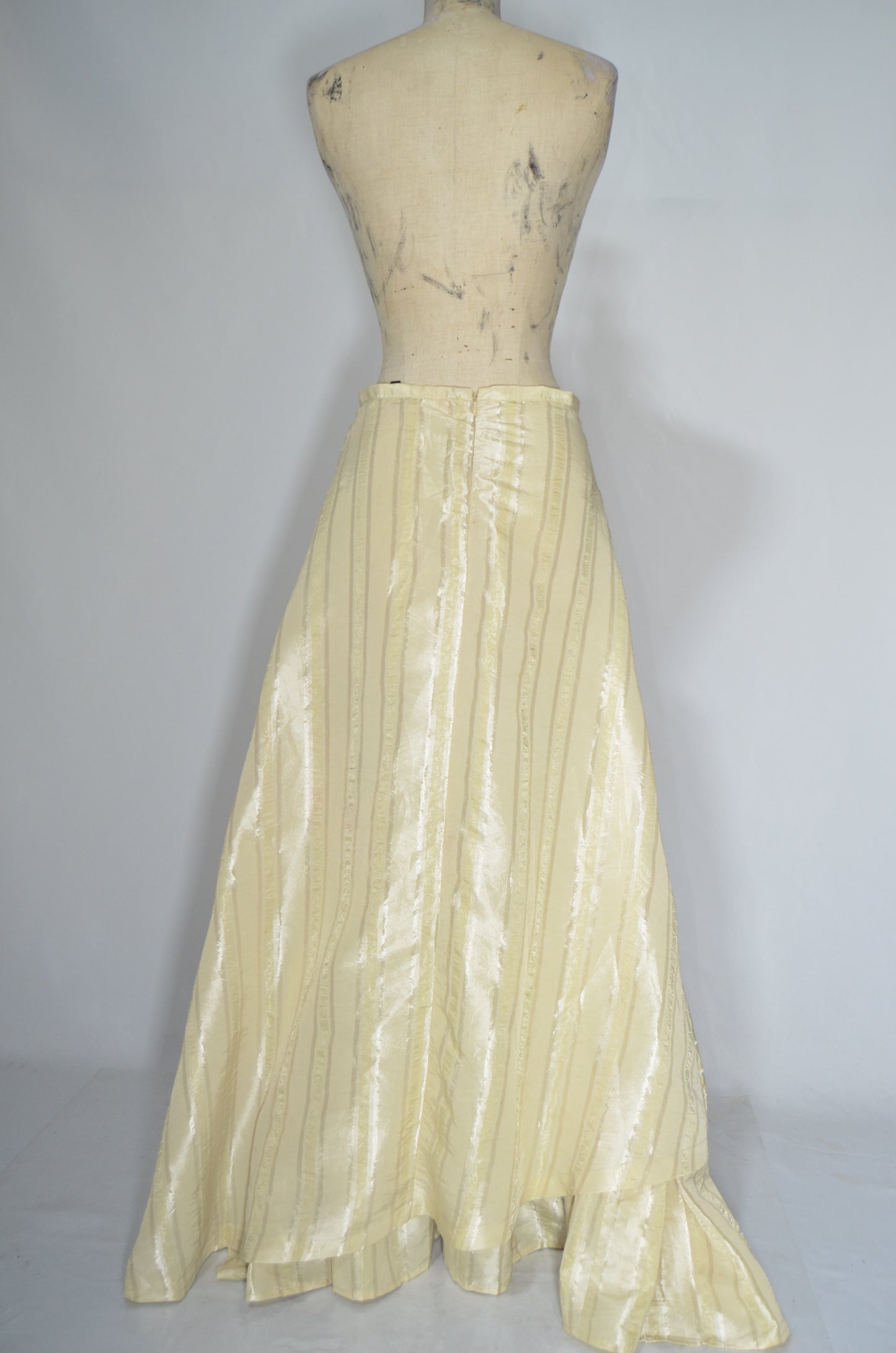 Beige Silky Flared Maxi Skirt