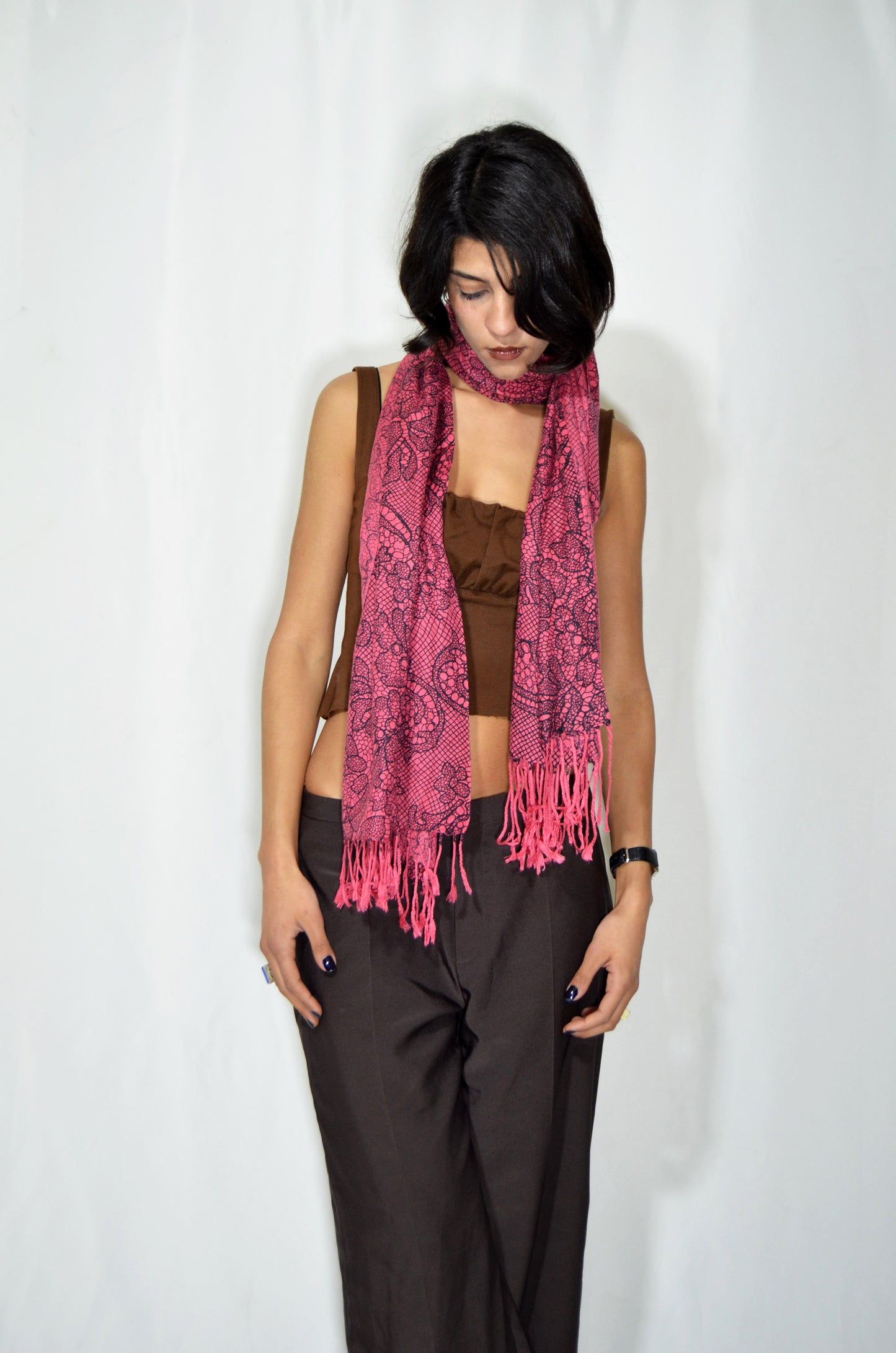 Pink Patterned Vintage Scarf