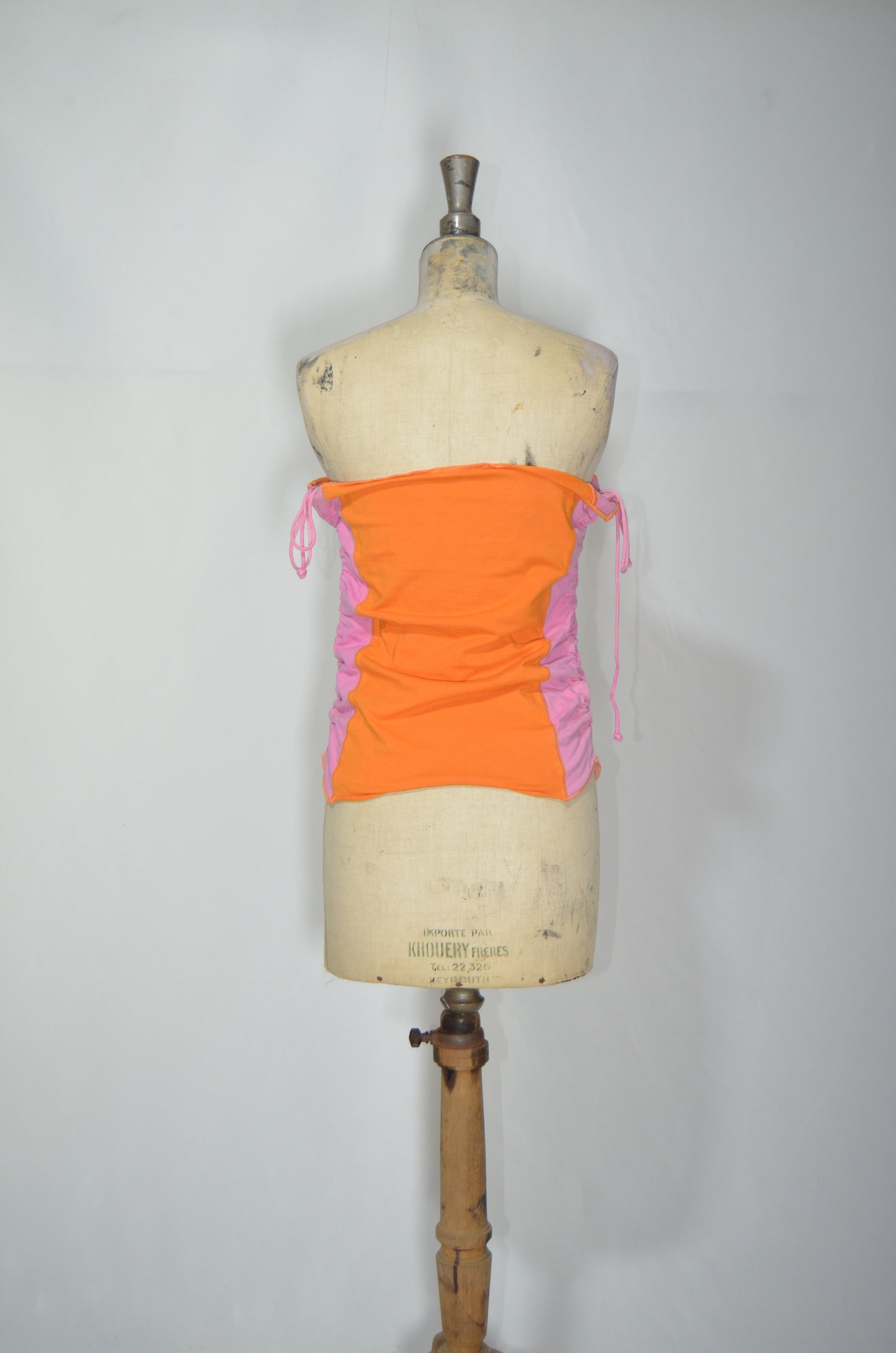 Orange & Pink Strapless Top