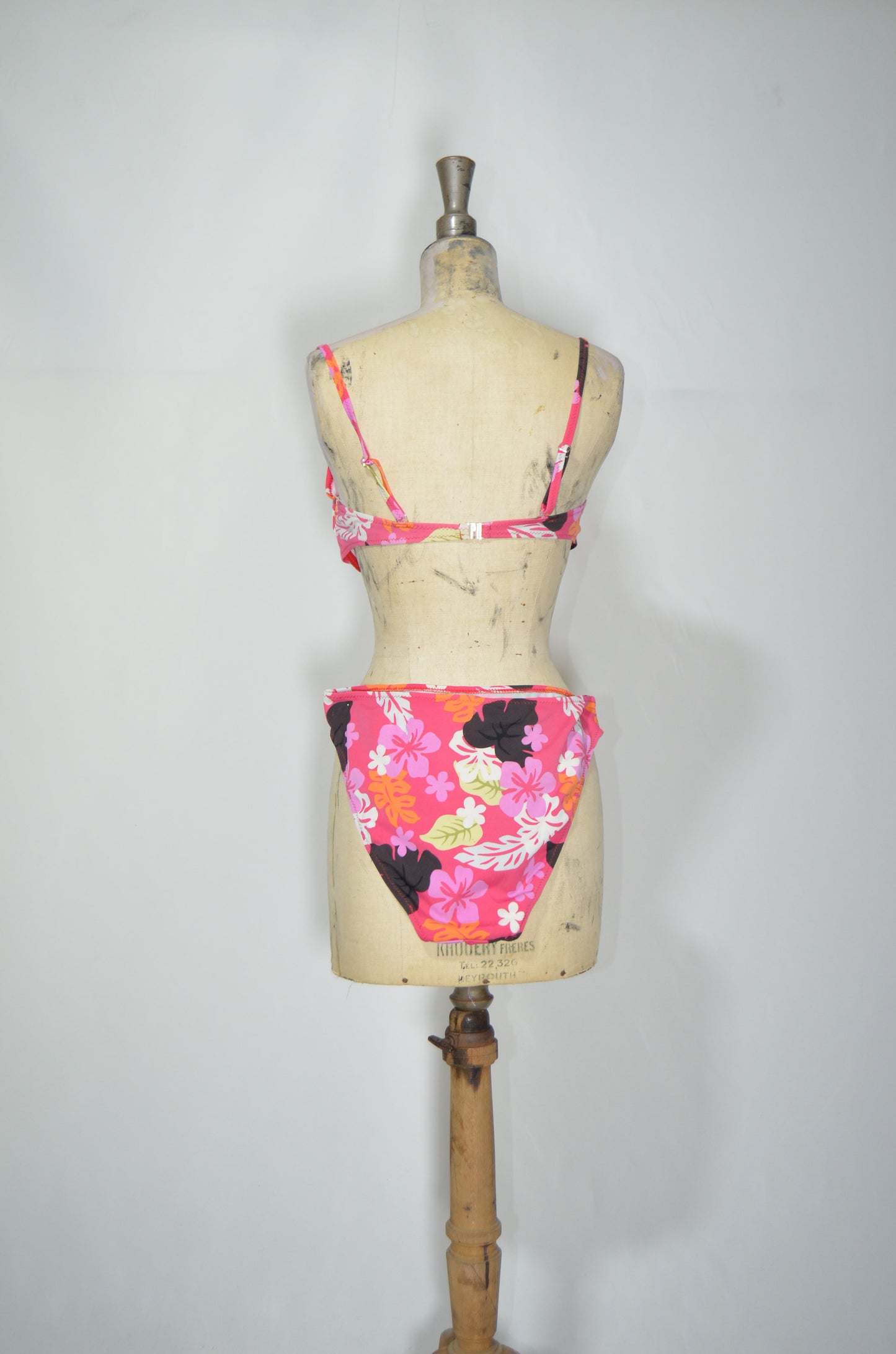 Pink Floral 2 Pieces Swimming Suit