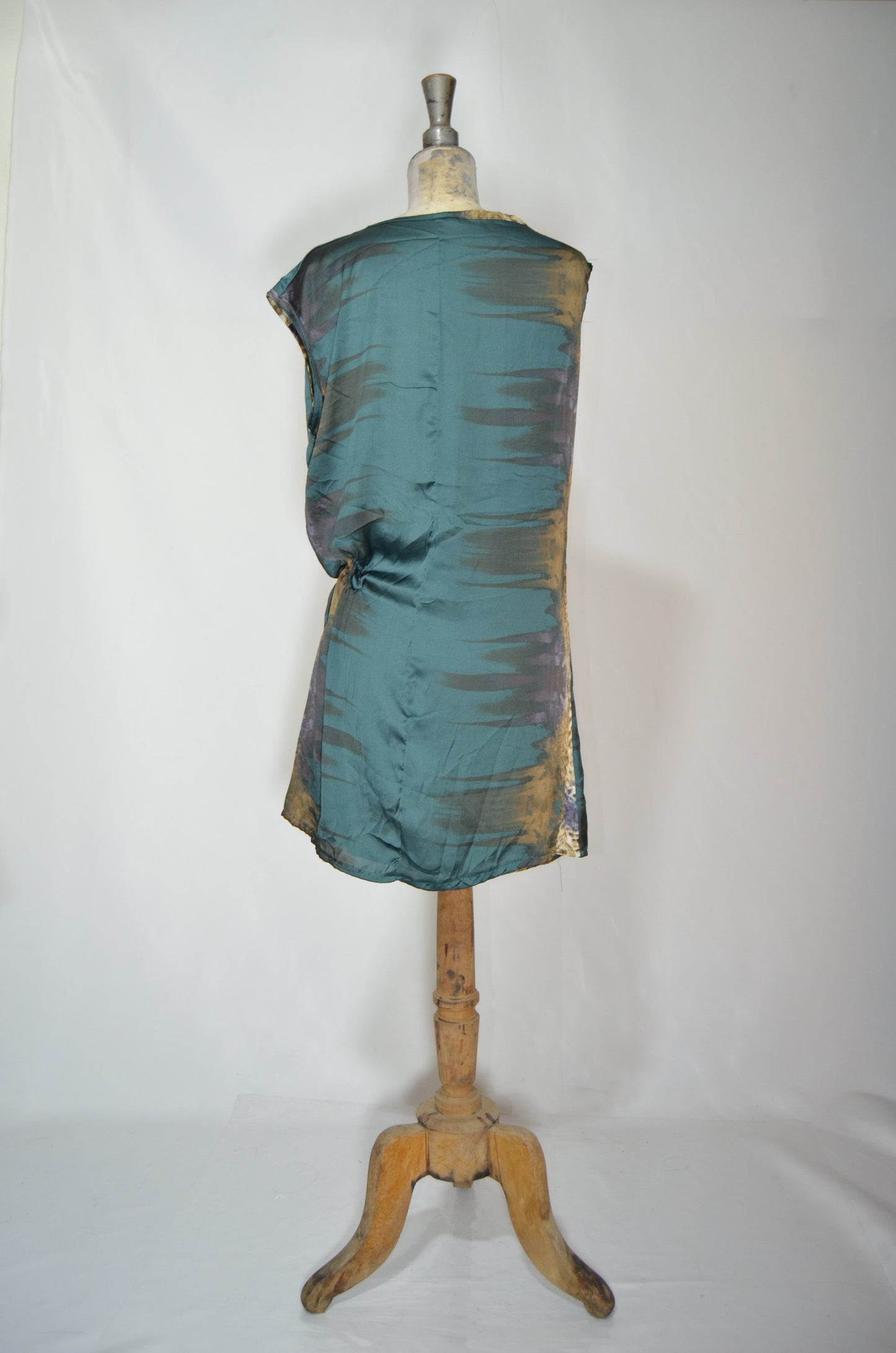 Green Patterned Asymmetrical Mini Dress