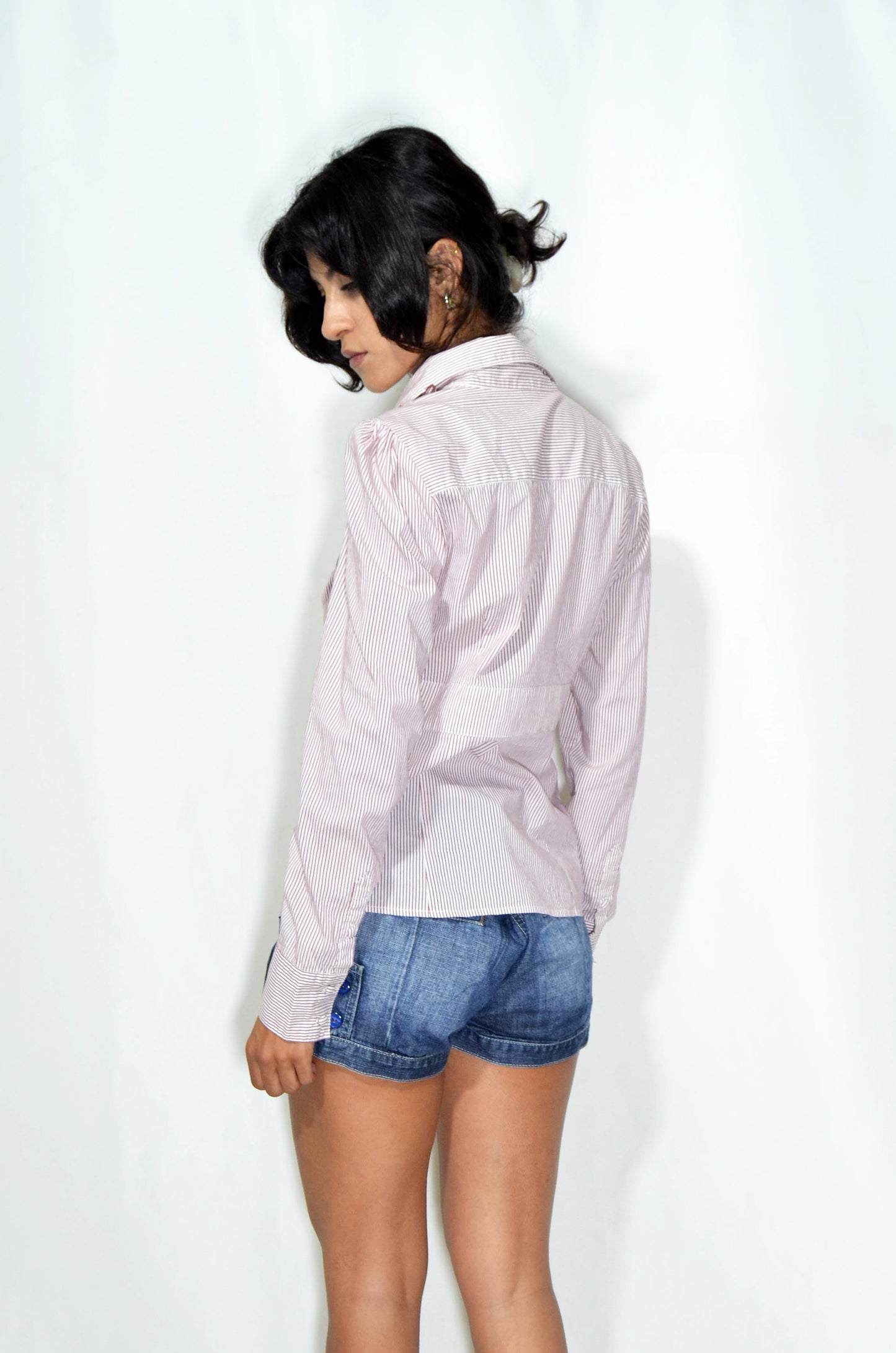 Purple Striped Ruffled Vintage Shirt