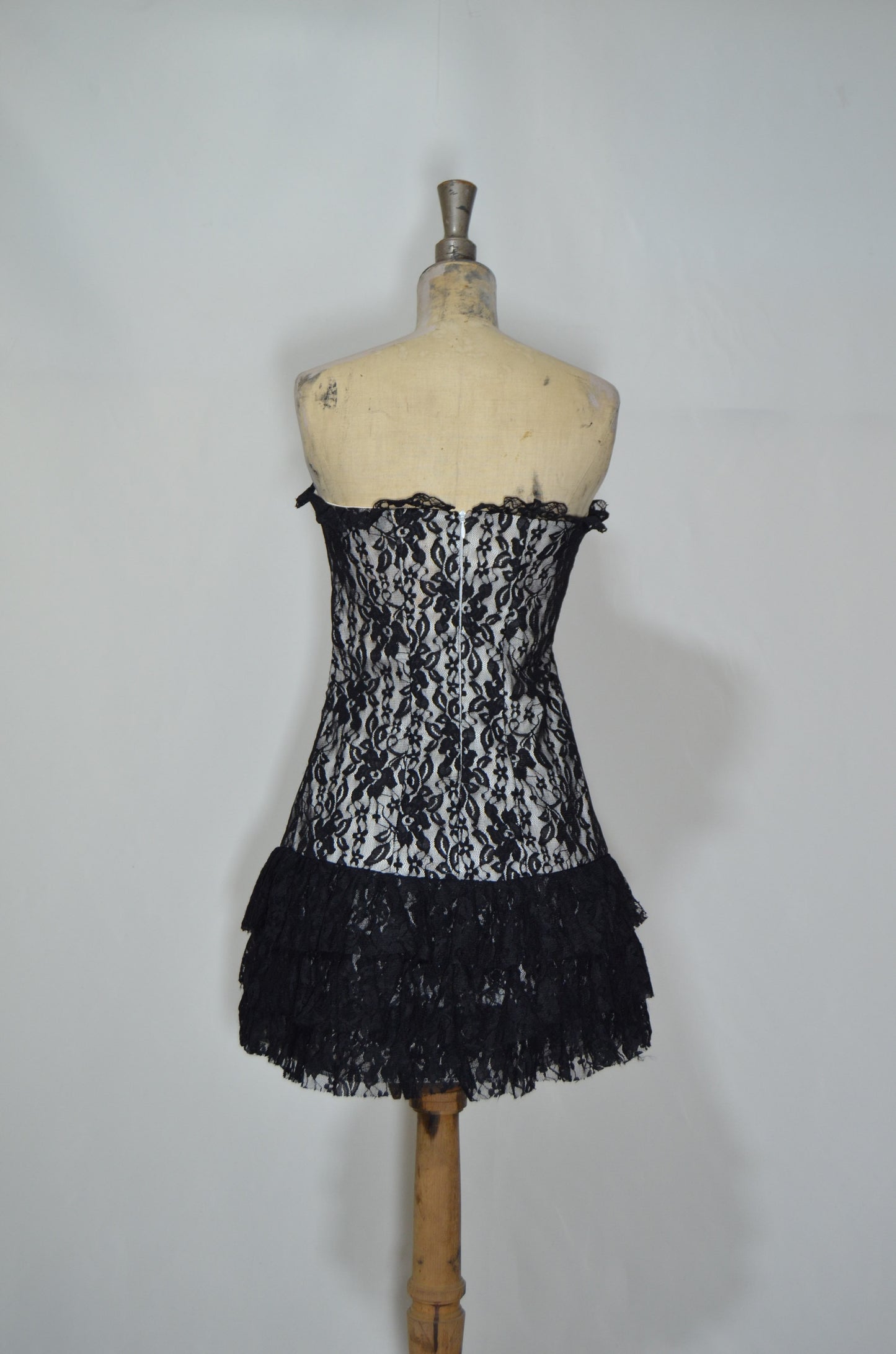 Black Lacy Fitted Ruffled Dress