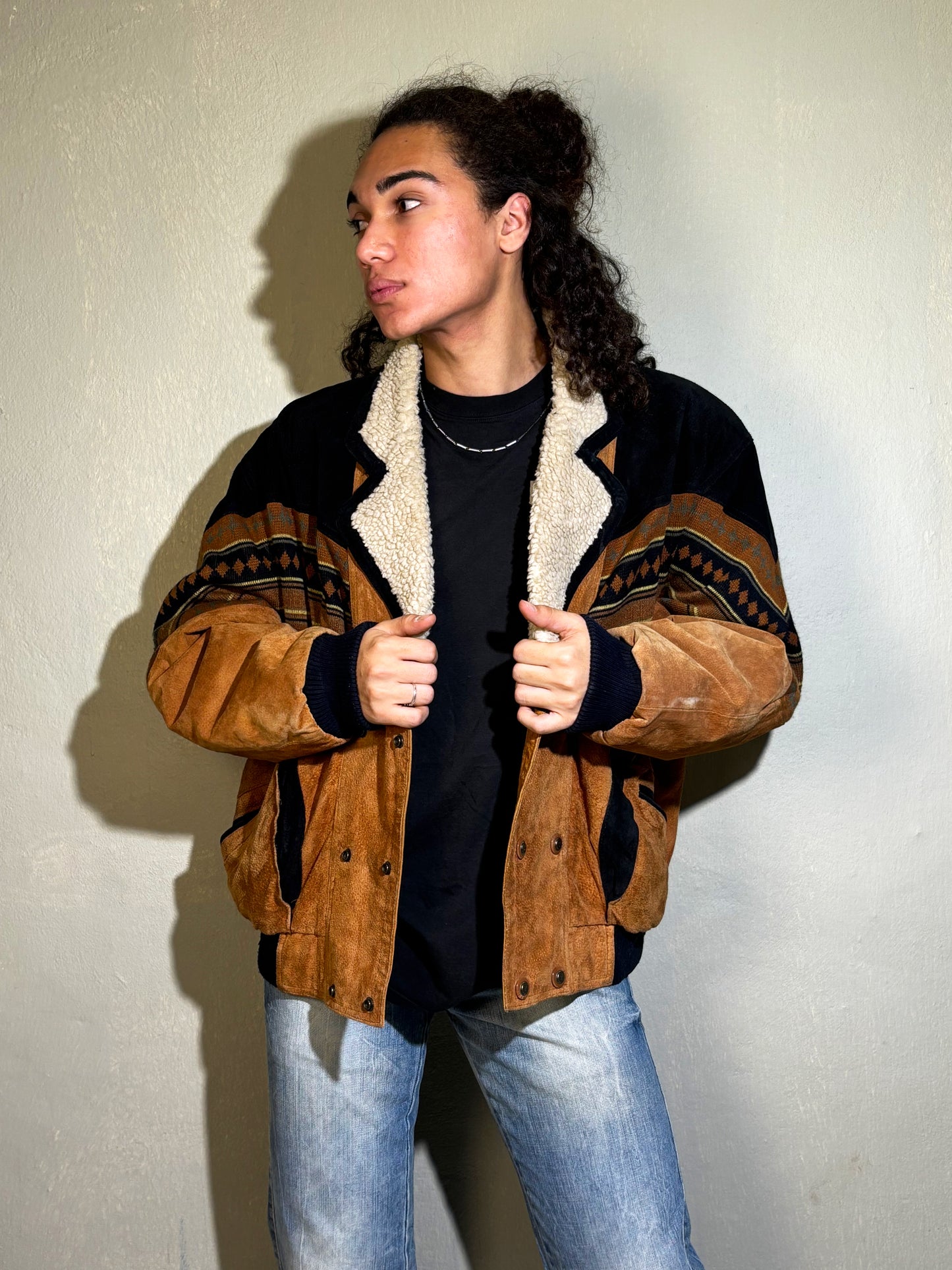 Berto Lucci Shearling-Lined Suede Jacket