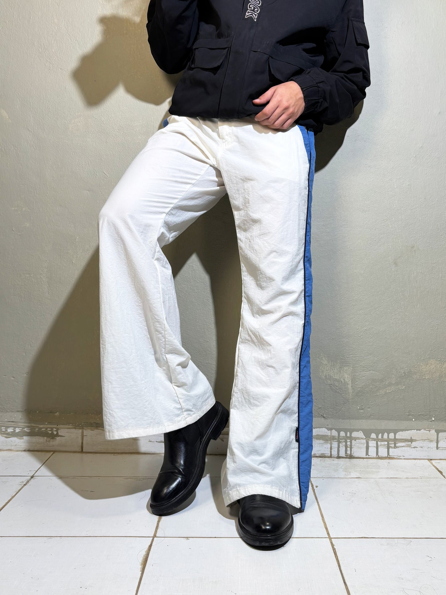 White Sporty Wide-Leg Pants