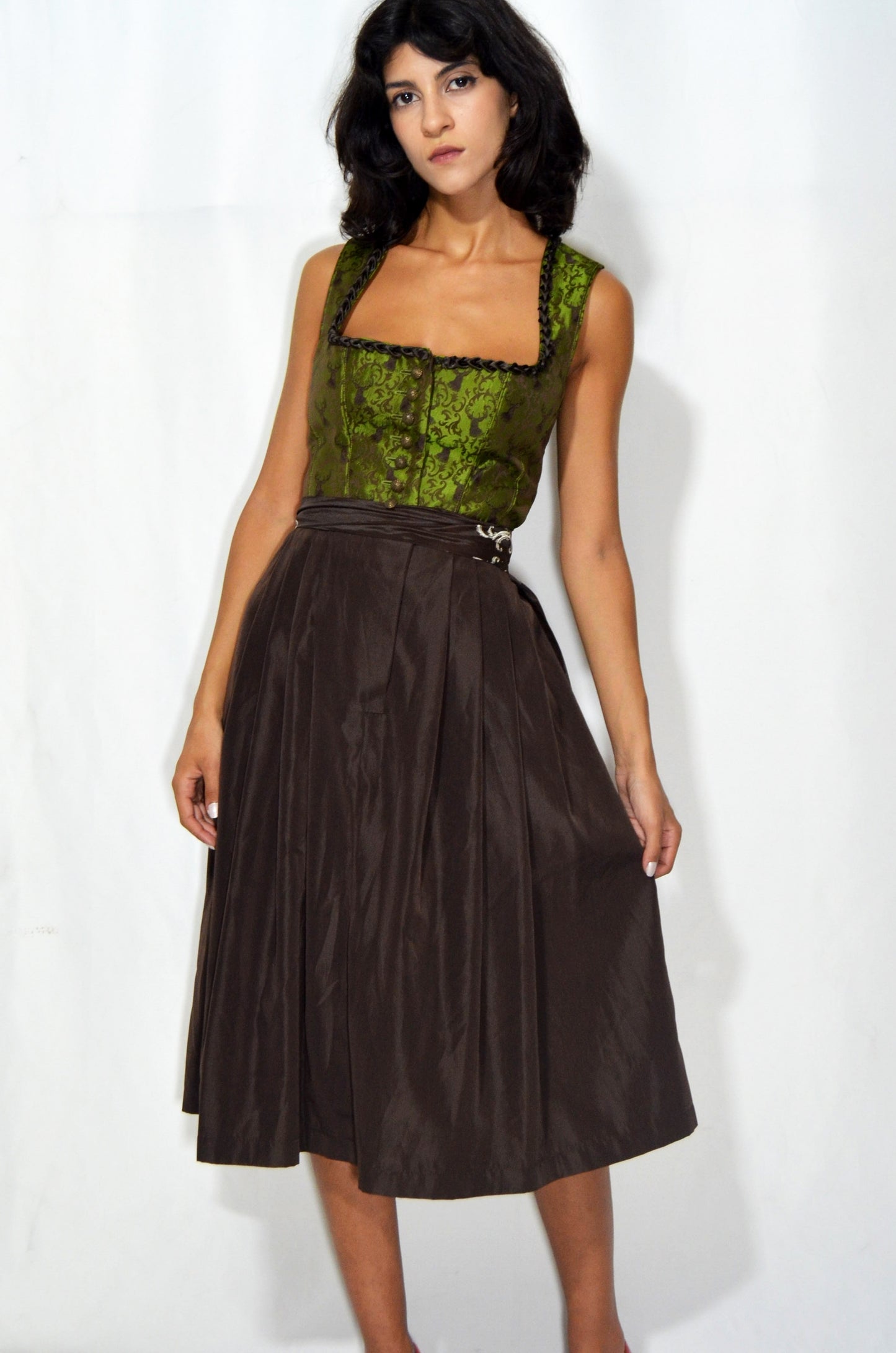 Vintage Green & Brown Dirndl