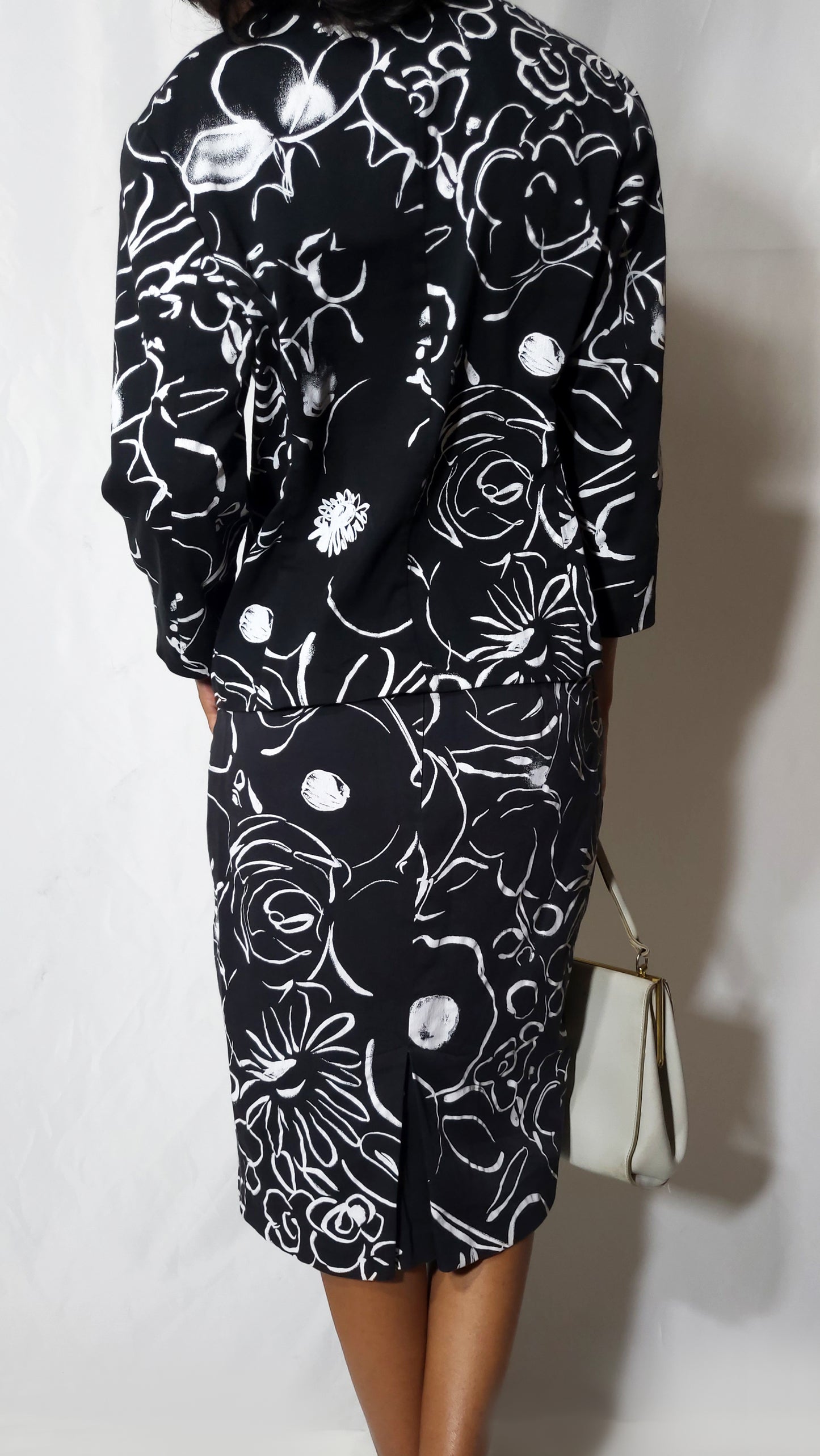 90s Marella Made in Italy Black & White Floral Set