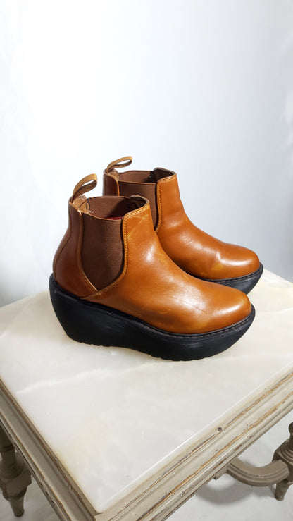 Vintage Dr. Martens Tan Platform Chelsea Boots