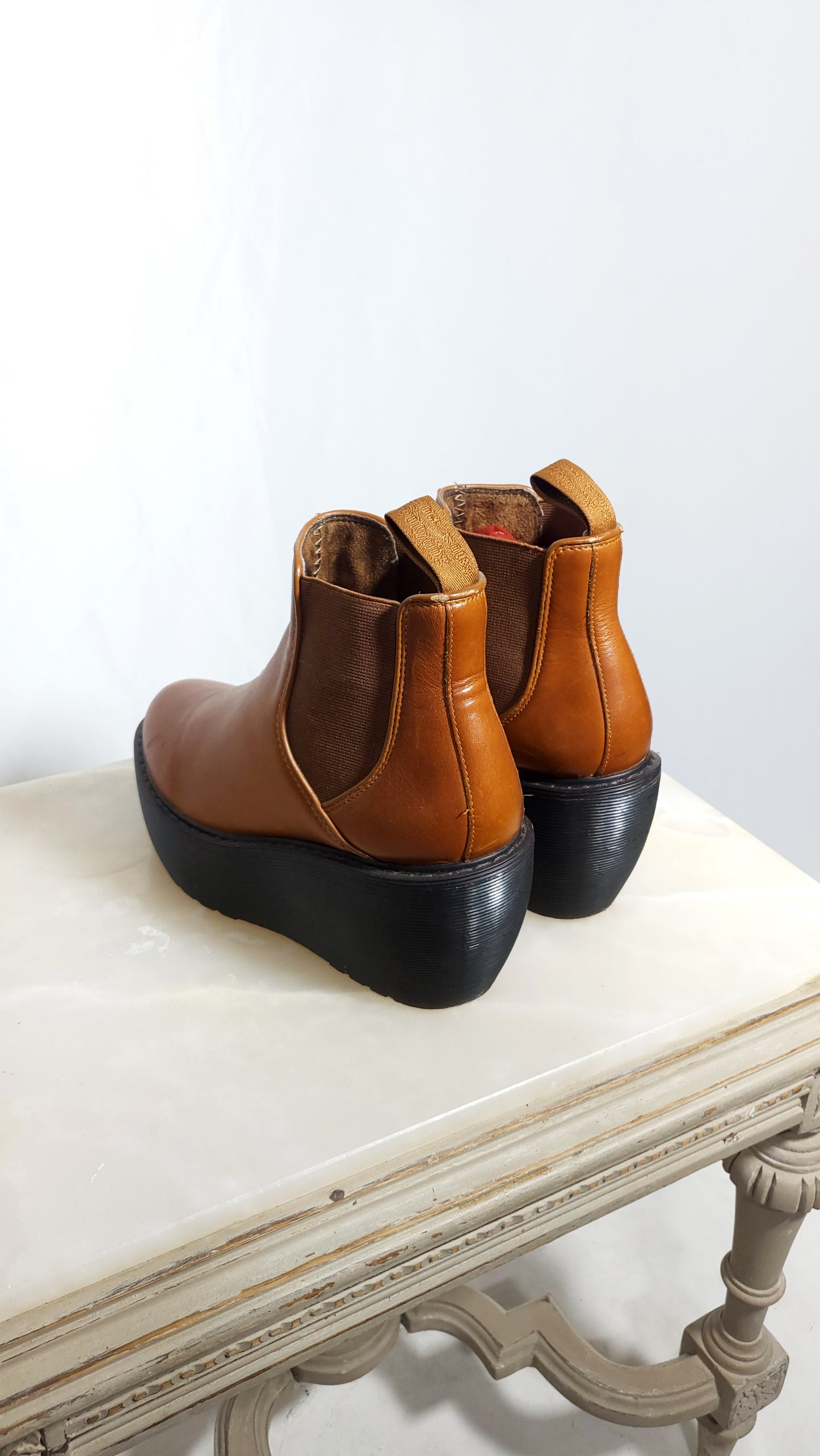 Vintage Dr. Martens Tan Platform Chelsea Boots