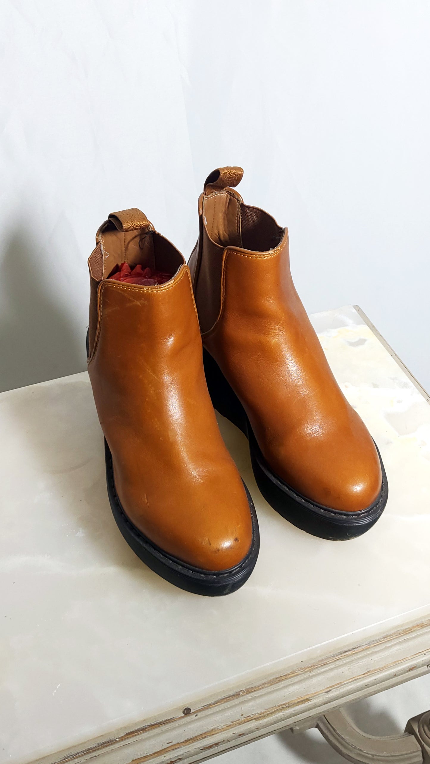 Vintage Dr. Martens Tan Platform Chelsea Boots