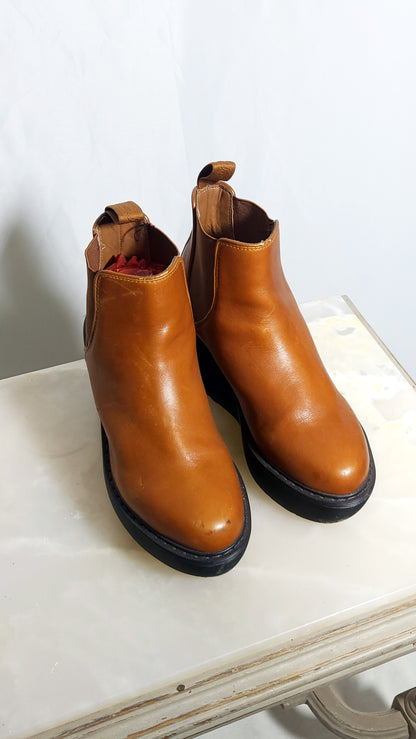 Vintage Dr. Martens Tan Platform Chelsea Boots