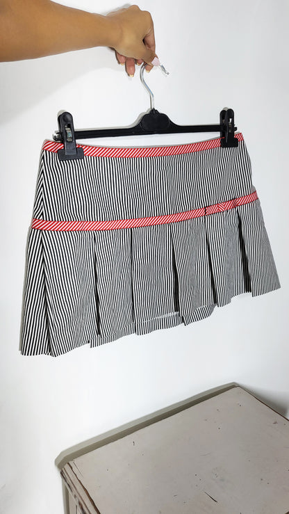 Y2K Striped Pleated Mini Skirt