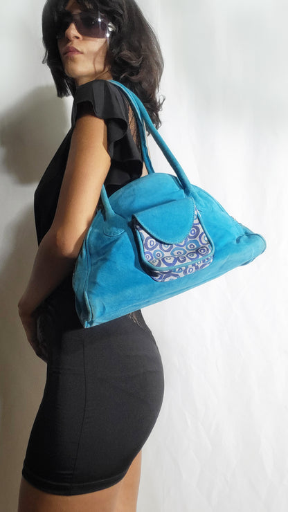 Turquoise Suede Bowling Bag – P&M Vintage
