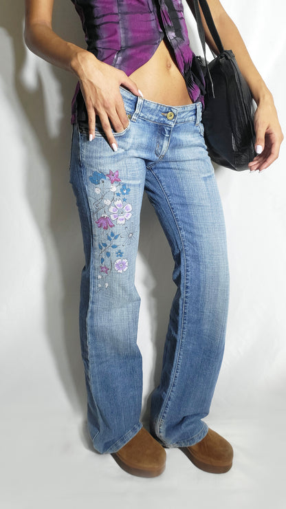 Y2K Floral Flare Jeans