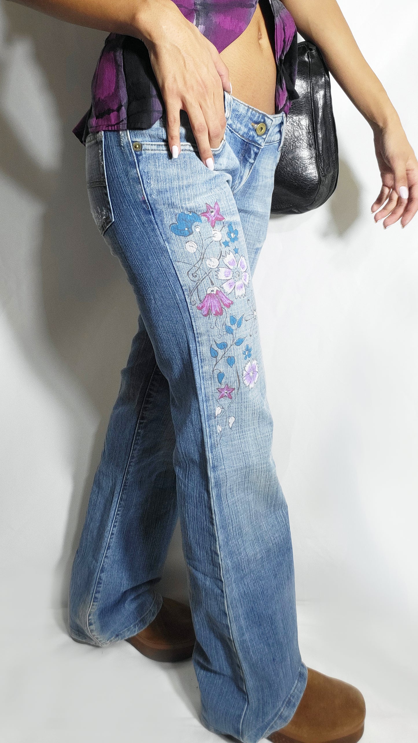 Y2K Floral Flare Jeans