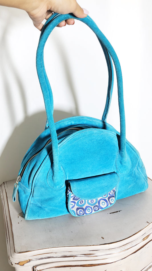 Turquoise Suede Bowling Bag – P&M Vintage