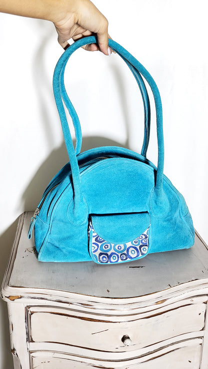 Turquoise Suede Bowling Bag – P&M Vintage