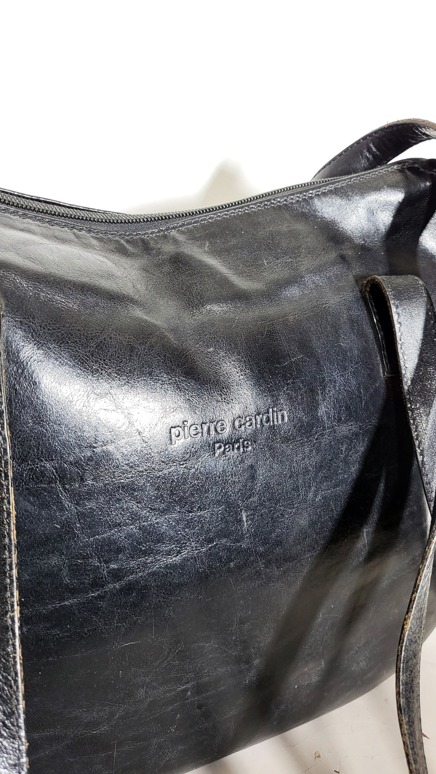 Vintage Pierre Cardin Black Leather Tote