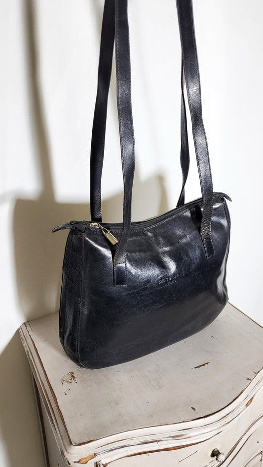 Vintage Pierre Cardin Black Leather Tote