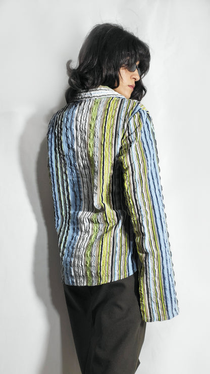 Vintage Crinkle Stripe Button-Up Shirt