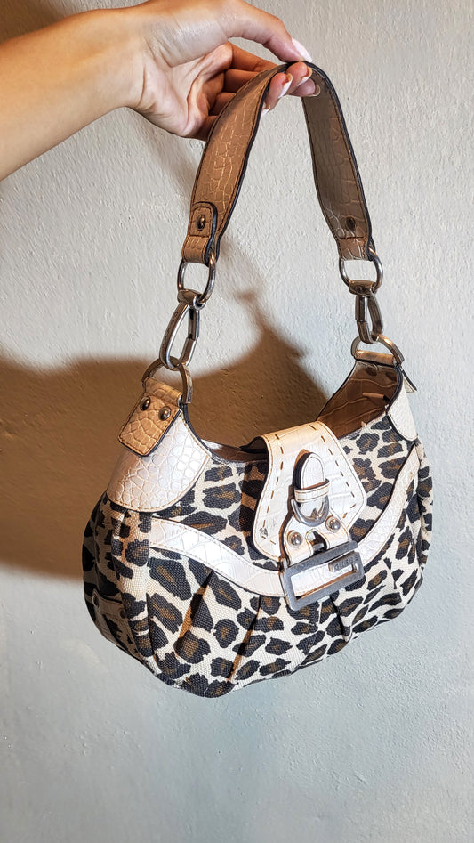 Vintage Guess Leopard Print Shoulder Bag