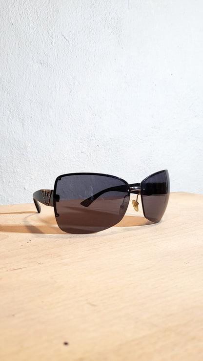 Vintage Emporio Armani Rhinestone Shield Sunglasses