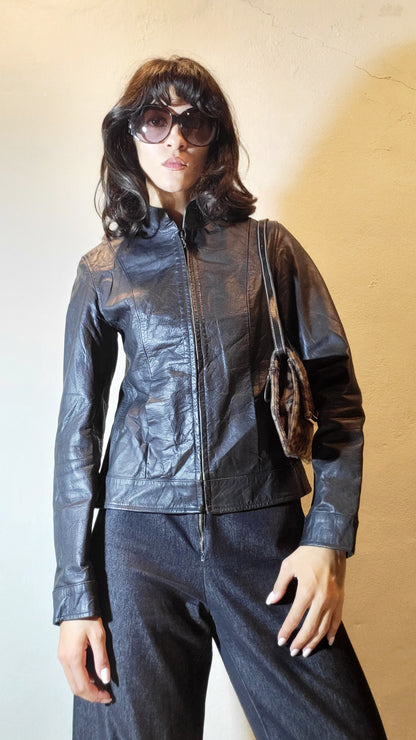 Vintage Buffalo Leather Fitted Jacket
