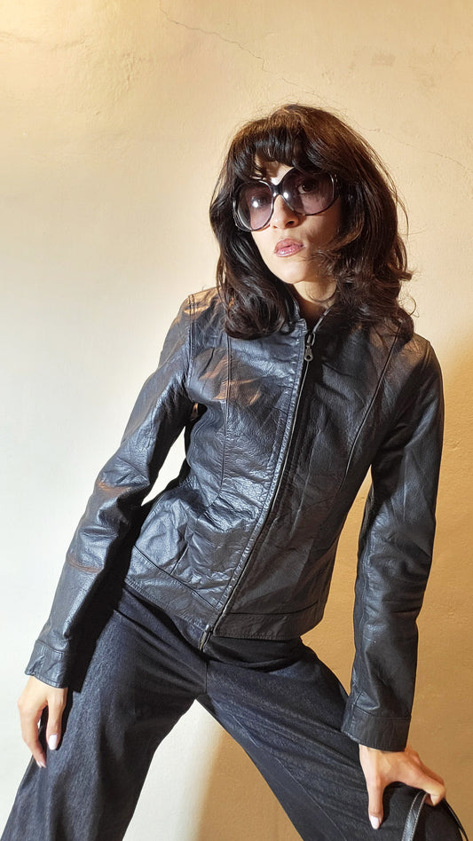 Vintage Buffalo Leather Fitted Jacket