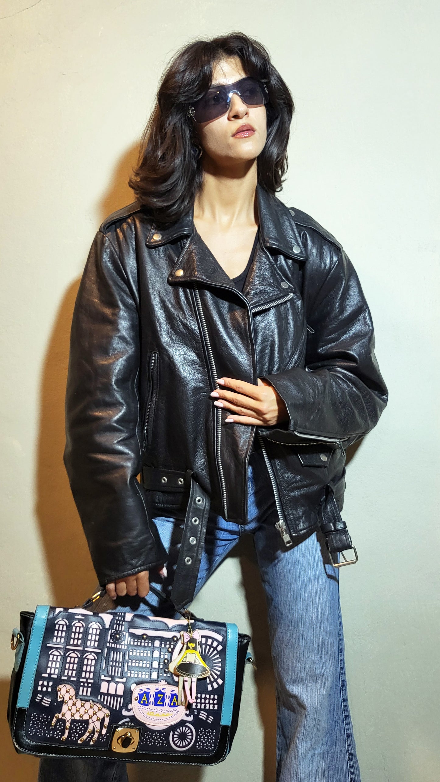 Highway 1 Oversized Leather Biker Jacket